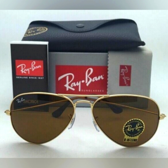 LIKE NEW RayBan Aviator RB3025 Brown Lens Ray ban Sunglasses - Picture 3 of 15